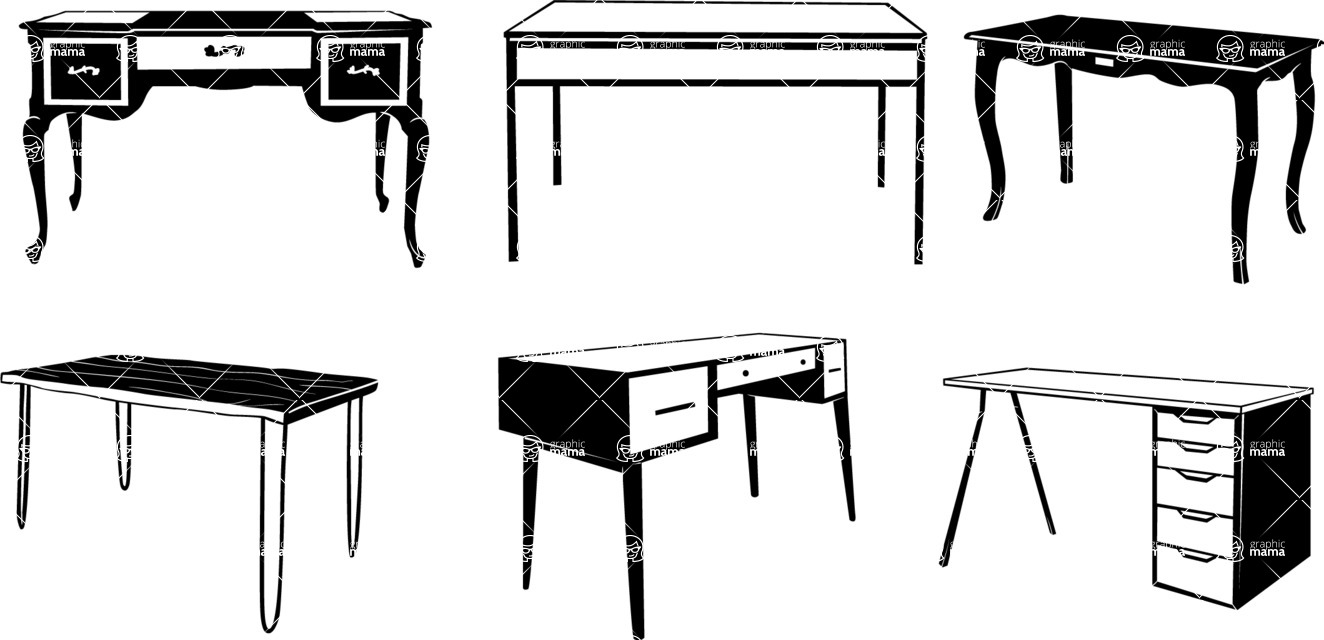Vector silhouettes - Vector Desk Silhouettes Set